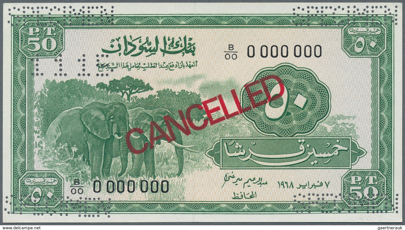 02450 Sudan: 50 Piastres 1968 Specimen P. 7cs In Condition: UNC. - Soedan