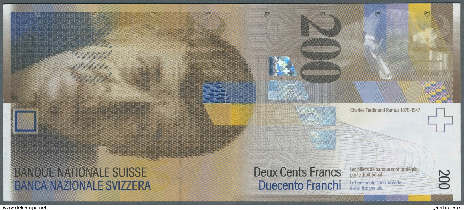 02469 Switzerland / Schweiz: 200 Franken ND(2003-08) P. 73c In Condition: AUNC. - Switzerland