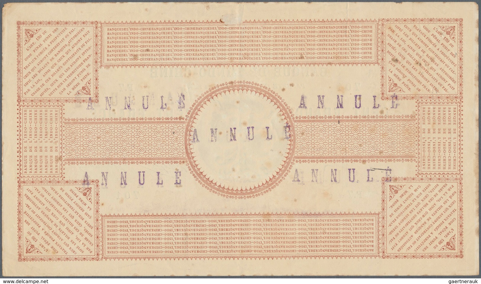 02471 Tahiti: 100 Francs 1914 With Several Smaller Stamps "Annule" P. 3, Small Stain Dots In Paper, Minor - Altri – Oceania