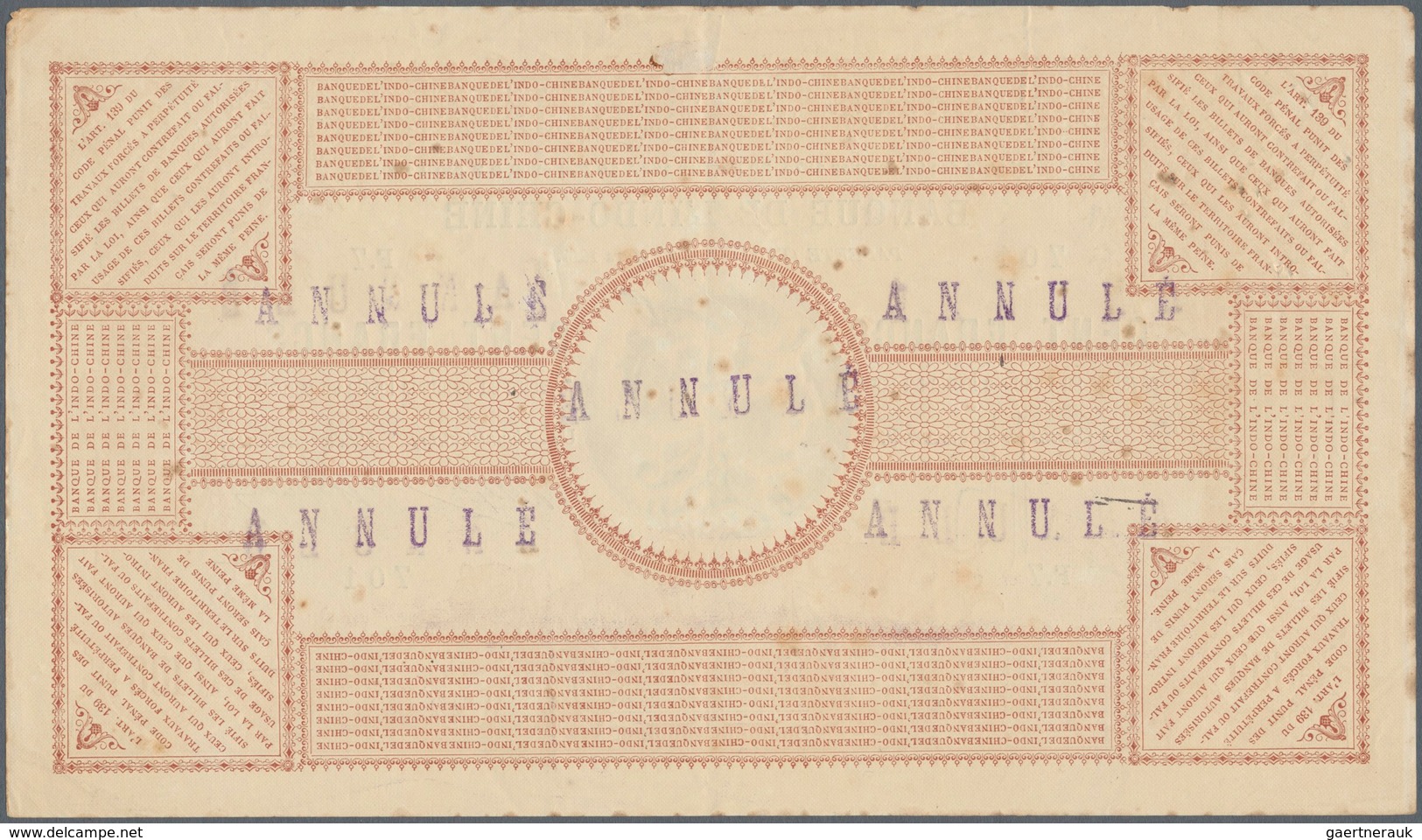 02471 Tahiti: 100 Francs 1914 With Several Smaller Stamps "Annule" P. 3, Small Stain Dots In Paper, Minor - Other - Oceania