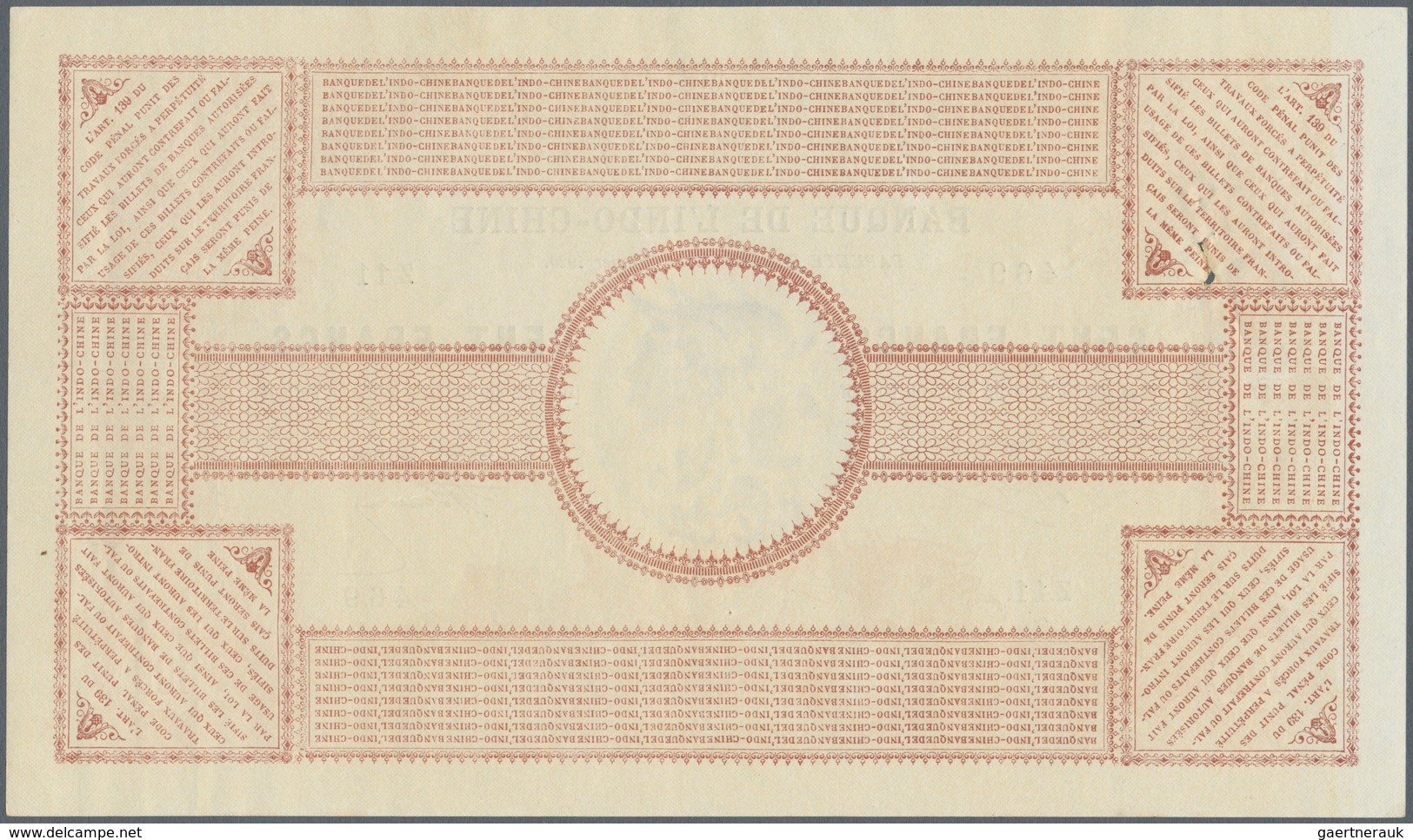 02473 Tahiti: Highly Rare Condition 100 Francs 1920 P. 6b, Unfolded, Original Crisp, No Tears, Only Pinhol - Andere - Oceanië