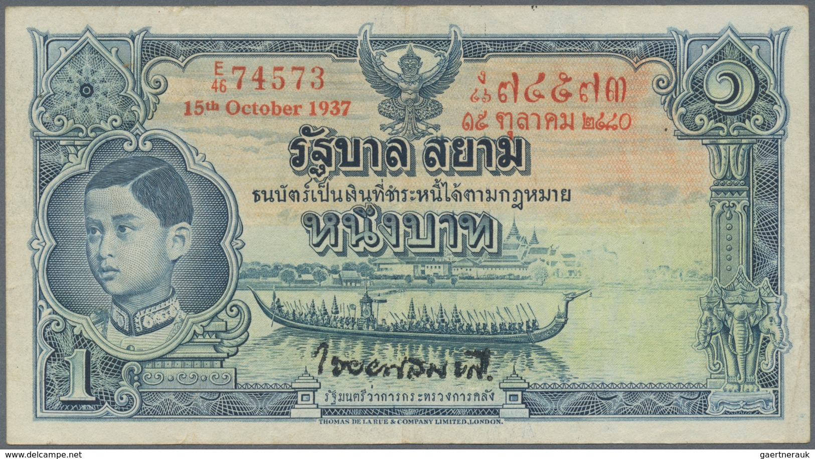 02482 Thailand: Government Of Siam Set With 3 Banknotes 1 Baht 1937, 10 Baht 1935 And 20 Baht 1936 With Po - Thailand