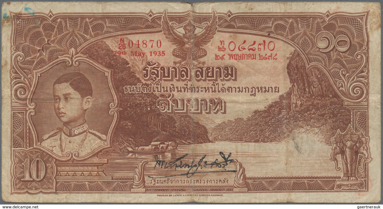 02482 Thailand: Government Of Siam Set With 3 Banknotes 1 Baht 1937, 10 Baht 1935 And 20 Baht 1936 With Po - Thaïlande