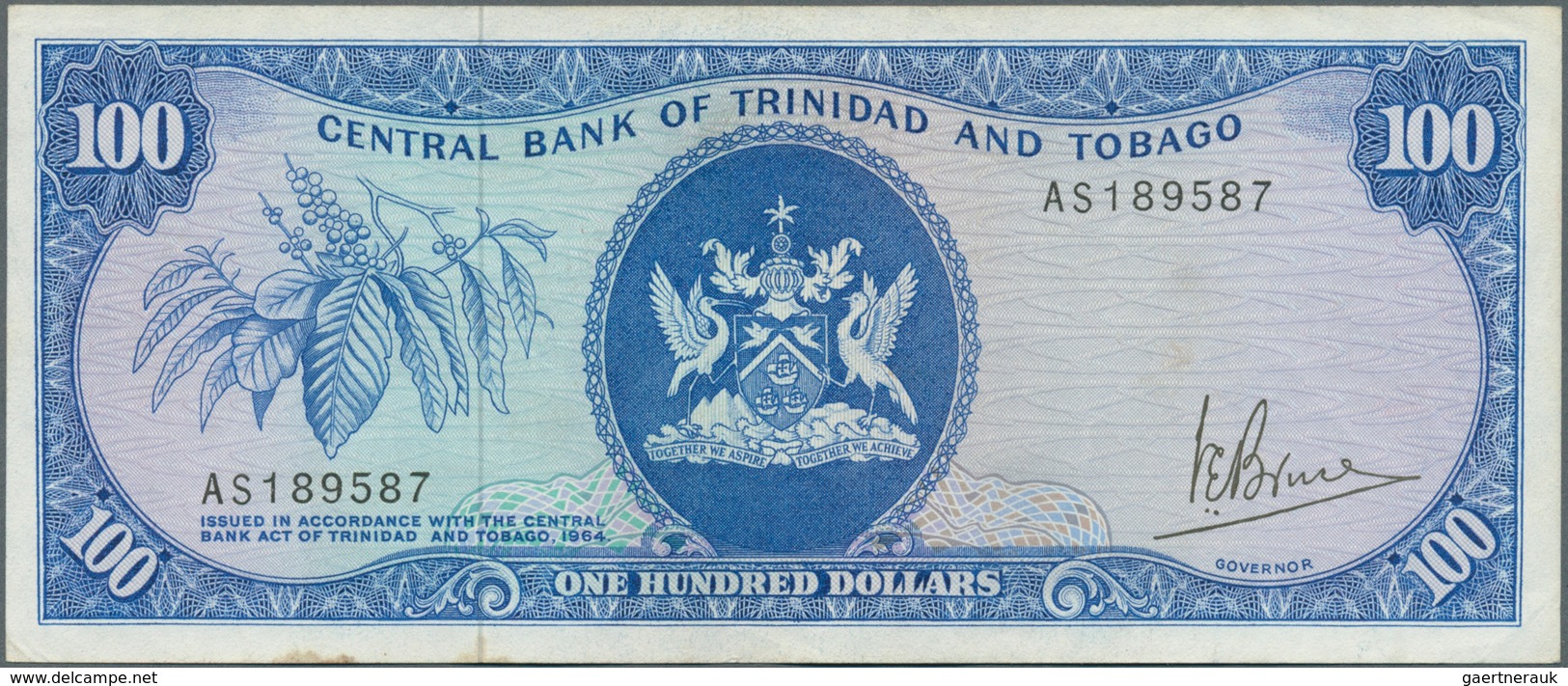 02499 Trinidad & Tobago: 100 Dollars ND(1977) P. 35, Light Folds In Paper, No Holes Or Tears, Condition: V - Trinidad Y Tobago