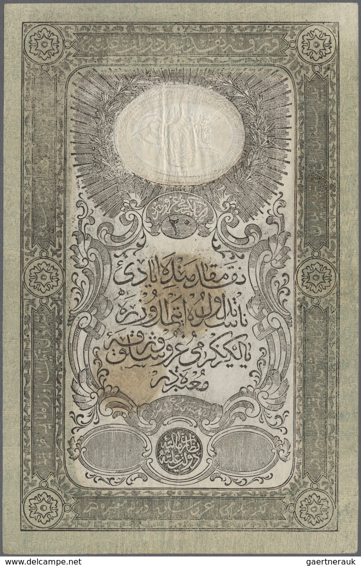 02505 Turkey / Türkei: 20 Kurush 1851 P. 22, Rare Early Issue, Only Light Vertical And Horizontal Folds, N - Turquia