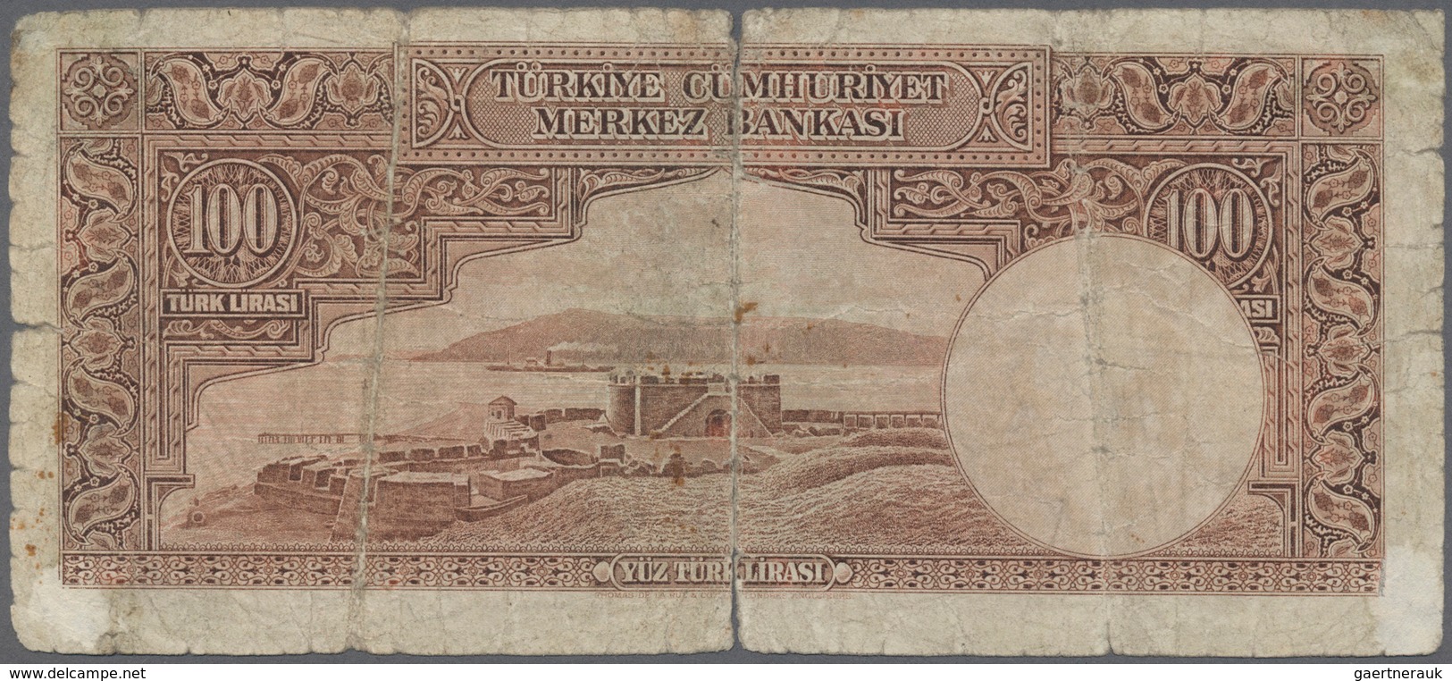 02525 Turkey / Türkei: 100 Lira ND(1938) P. 130, Very Strong Used With A Very Strong Center Fold Causing A - Turchia