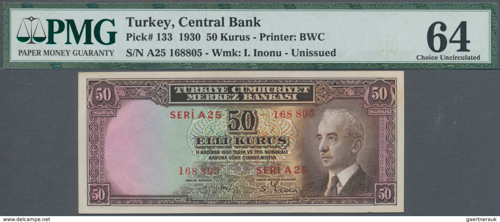 02526 Turkey / Türkei: 50 Kurus 1930, P.133, PMG 64 - Turkey