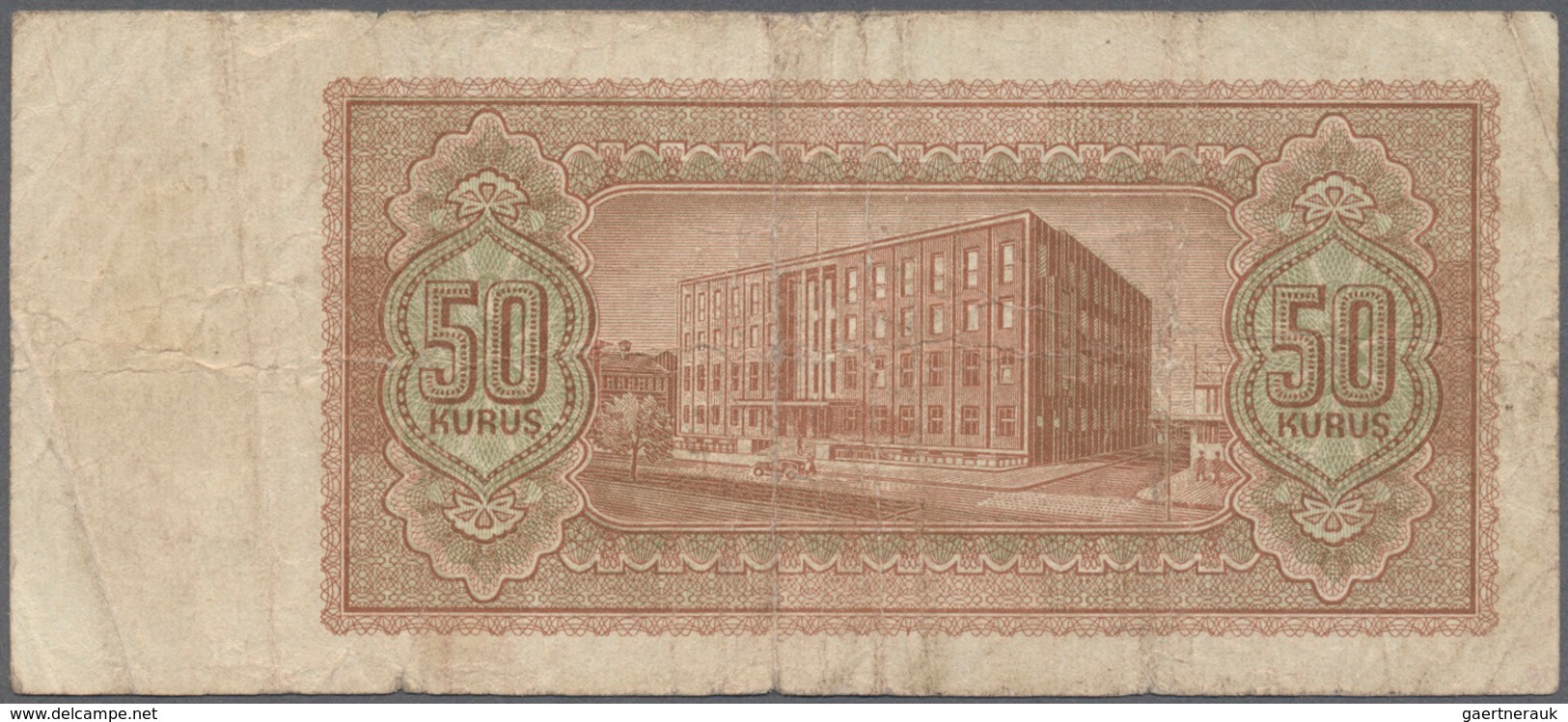 02528 Turkey / Türkei: 50 Kurus ND(1944) P. 134, Used With Several Folds And Staining In Paper, No Holes O - Turchia