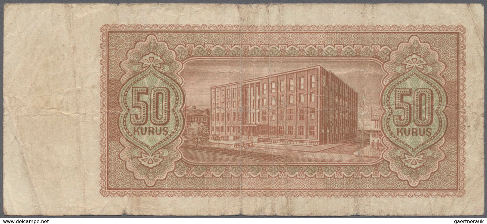 02528 Turkey / Türkei: 50 Kurus ND(1944) P. 134, Used With Several Folds And Staining In Paper, No Holes O - Turquia