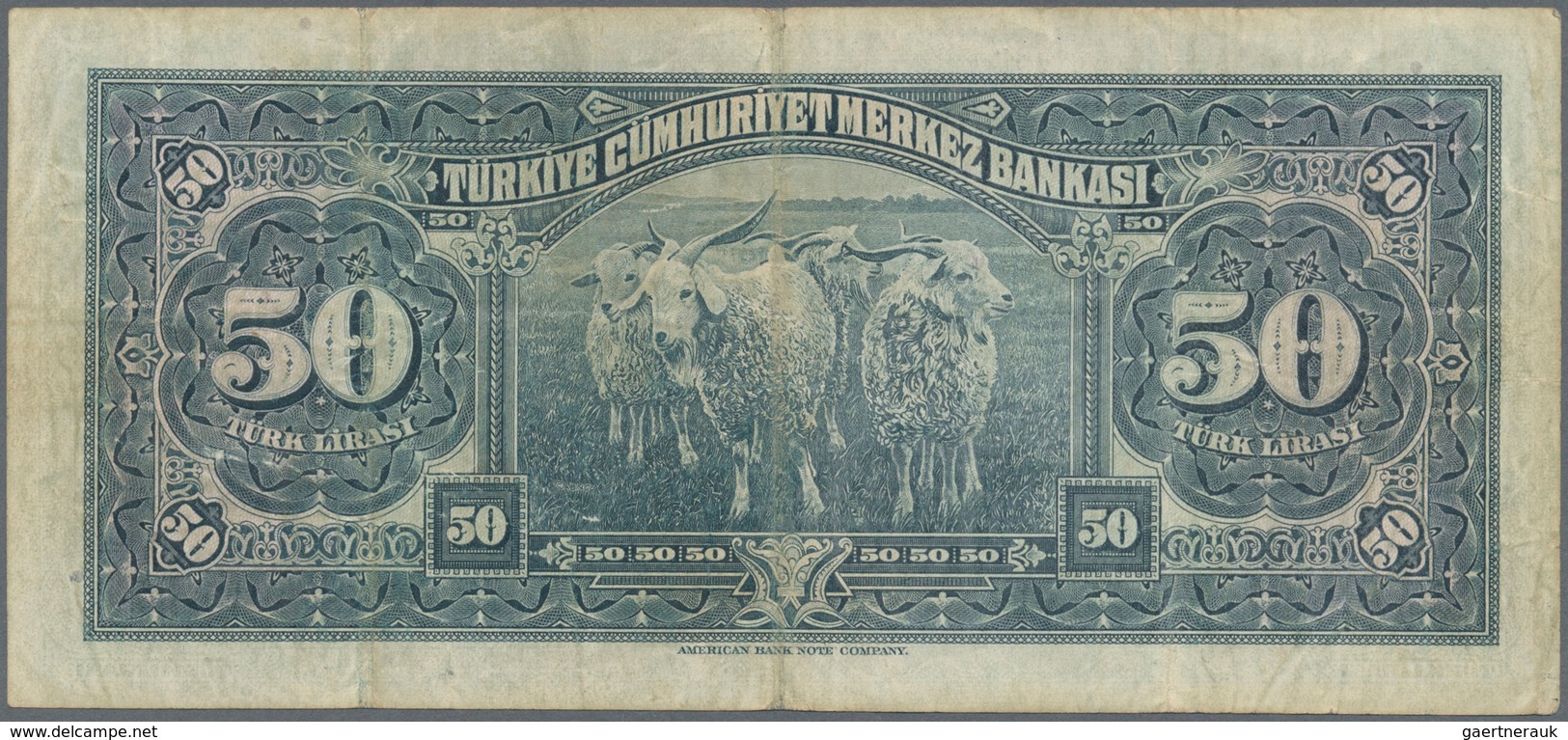 02536 Turkey / Türkei: 50 Lirasi L. 1930 (1942-1947) "?nönü" - 3rd Issue, P.143, Still A Nice Note With So - Turquia