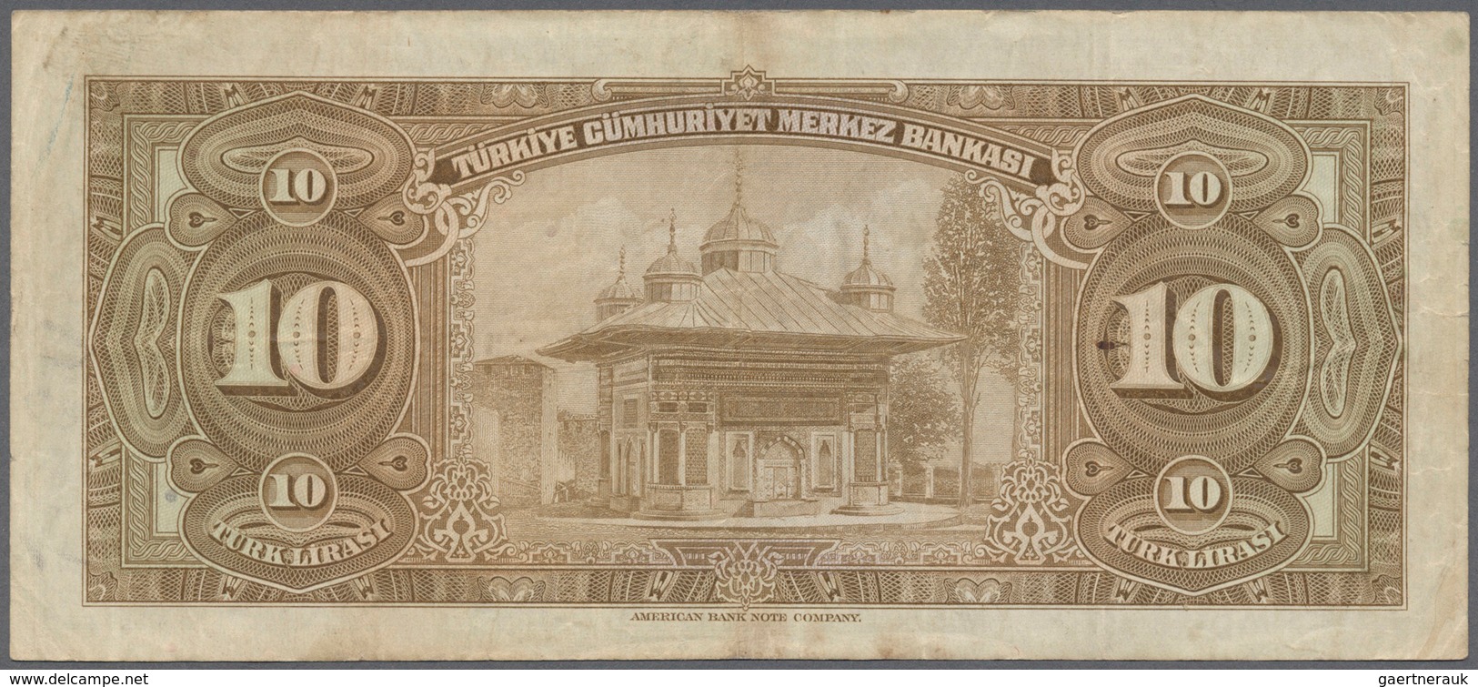 02542 Turkey / Türkei: 10 Lira ND(1948) P. 148a, Normal Traces Of Use, Folds, No Holes Or Tears, Strongnes - Turquia