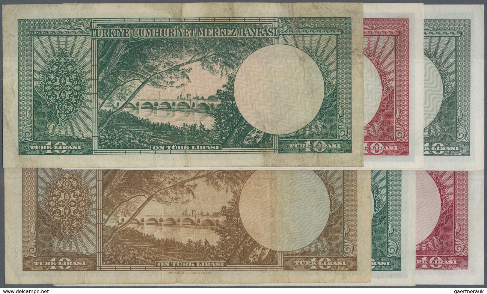 02545 Turkey / Türkei: Set With 6 Banknotes 10 Lirasi L. 1930 (1951-1961) "Atatürk" - 5th Issue P.156 (VF, - Turkije