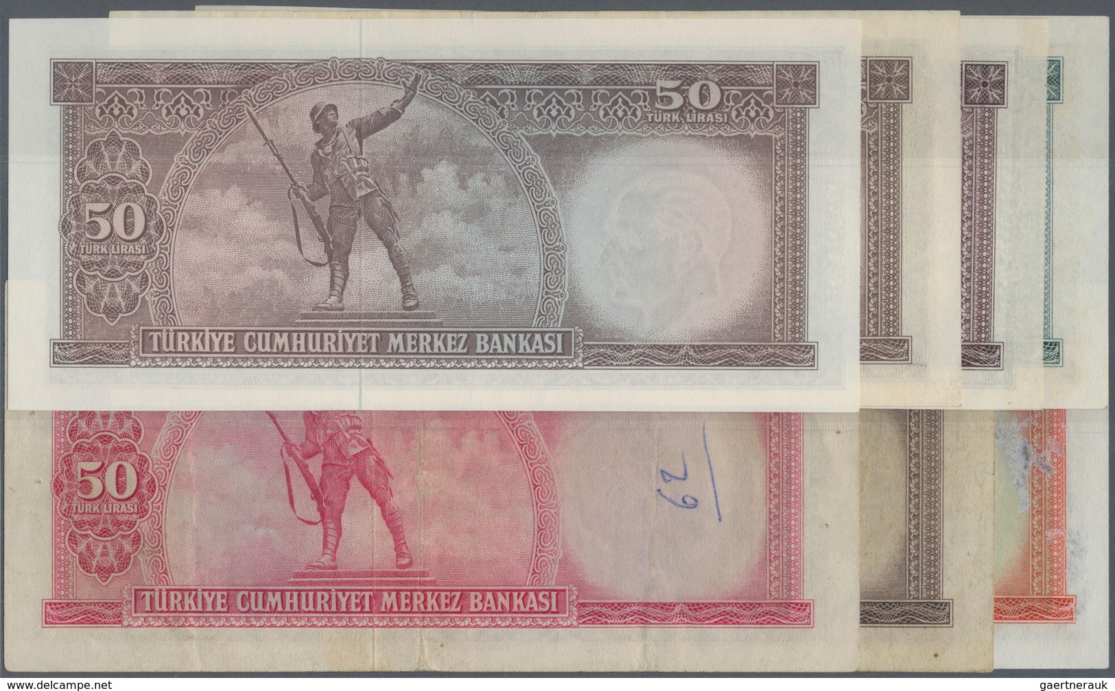 02549 Turkey / Türkei: Set With 7 Banknotes 50 Lirasi L. 1930 (1951-1961) "Atatürk" - 5th Issue With P.162 - Turkije