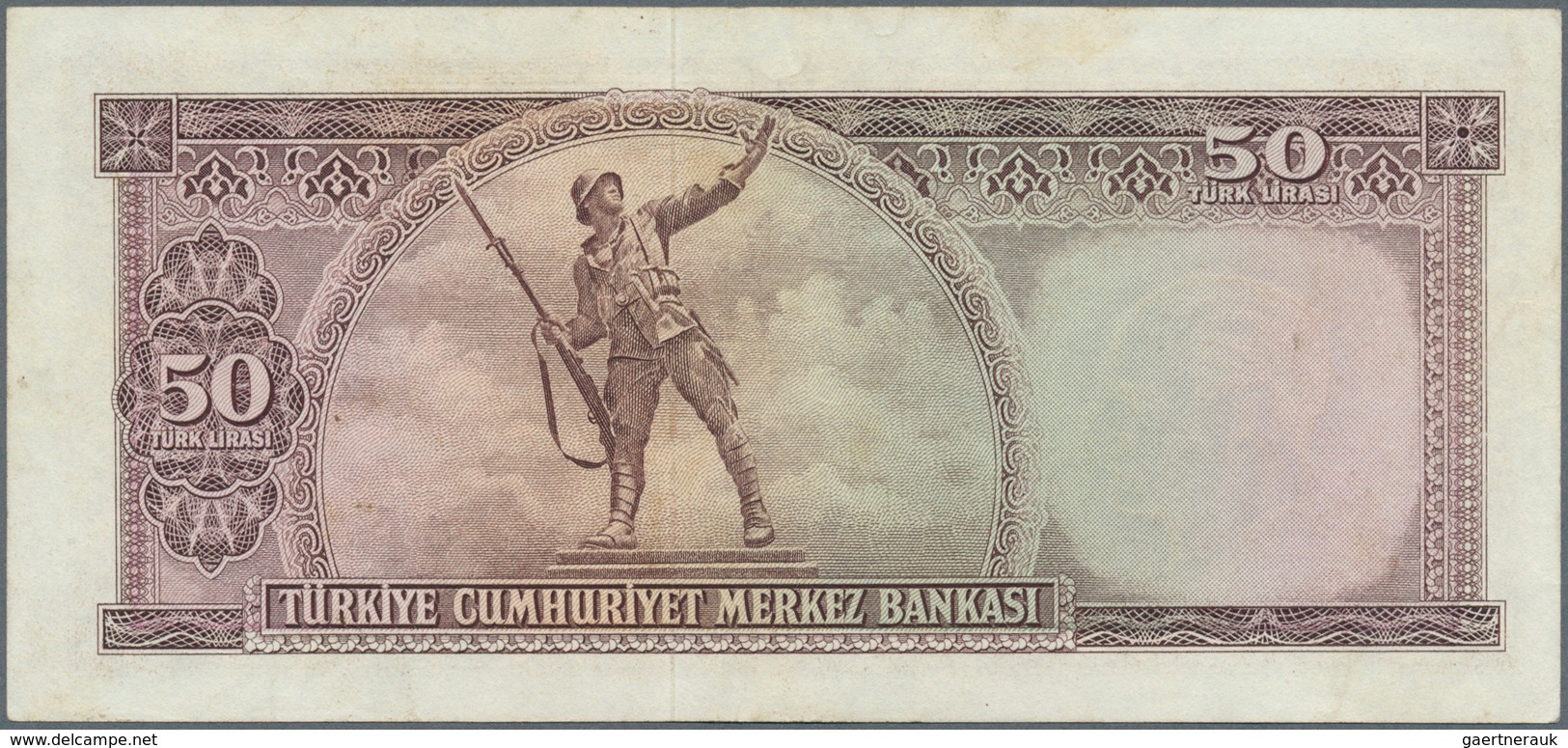 02550 Turkey / Türkei: 50 Lira L. 1930 (1951-1961), P.166, Lightly Toned Paper With A Few Minor Spots And - Turquia