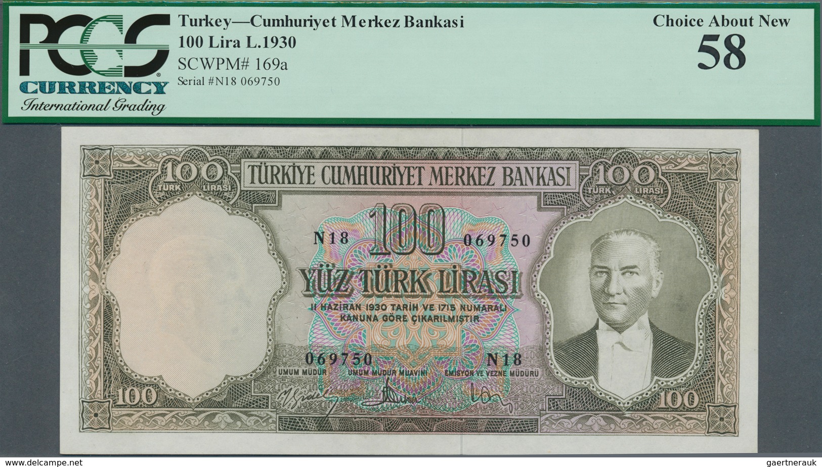 02551 Turkey / Türkei: 100 Lira L.1930 (1951-61), P.169a, Excellent Condition With A Few Minor Spots At Up - Turkey