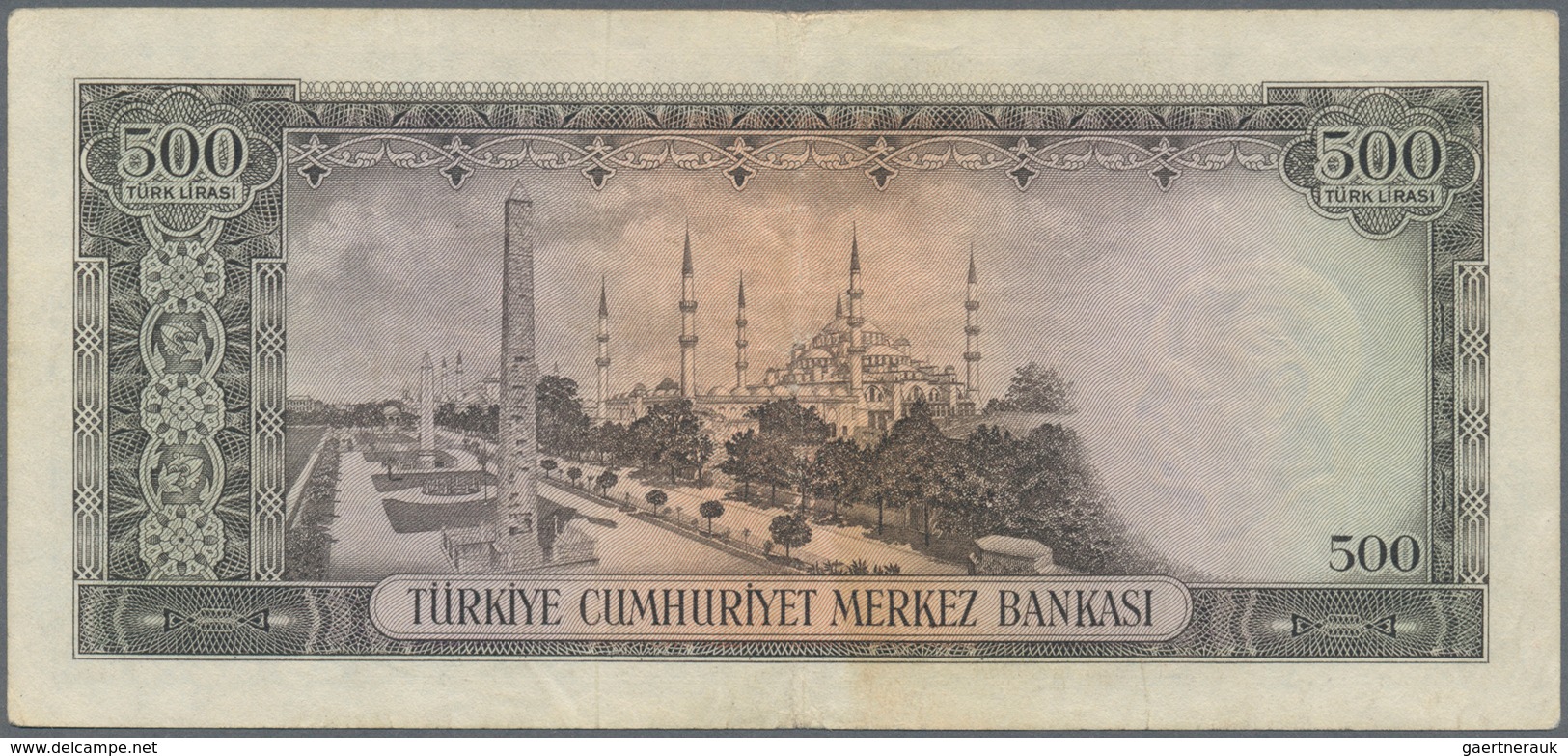 02552 Turkey / Türkei: 500 Lirasi L. 1930 (1951-1961) "Atatürk" - 5th Issue, P.171, Lightly Toned Paper Wi - Turchia