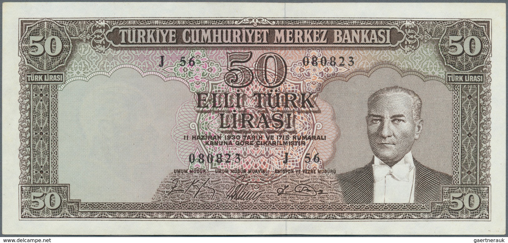 02554 Turkey / Türkei: 50 Lira L. 1930 (1951-1965), P.175, Excellent Condition With A Soft Vertical Bend A - Turchia