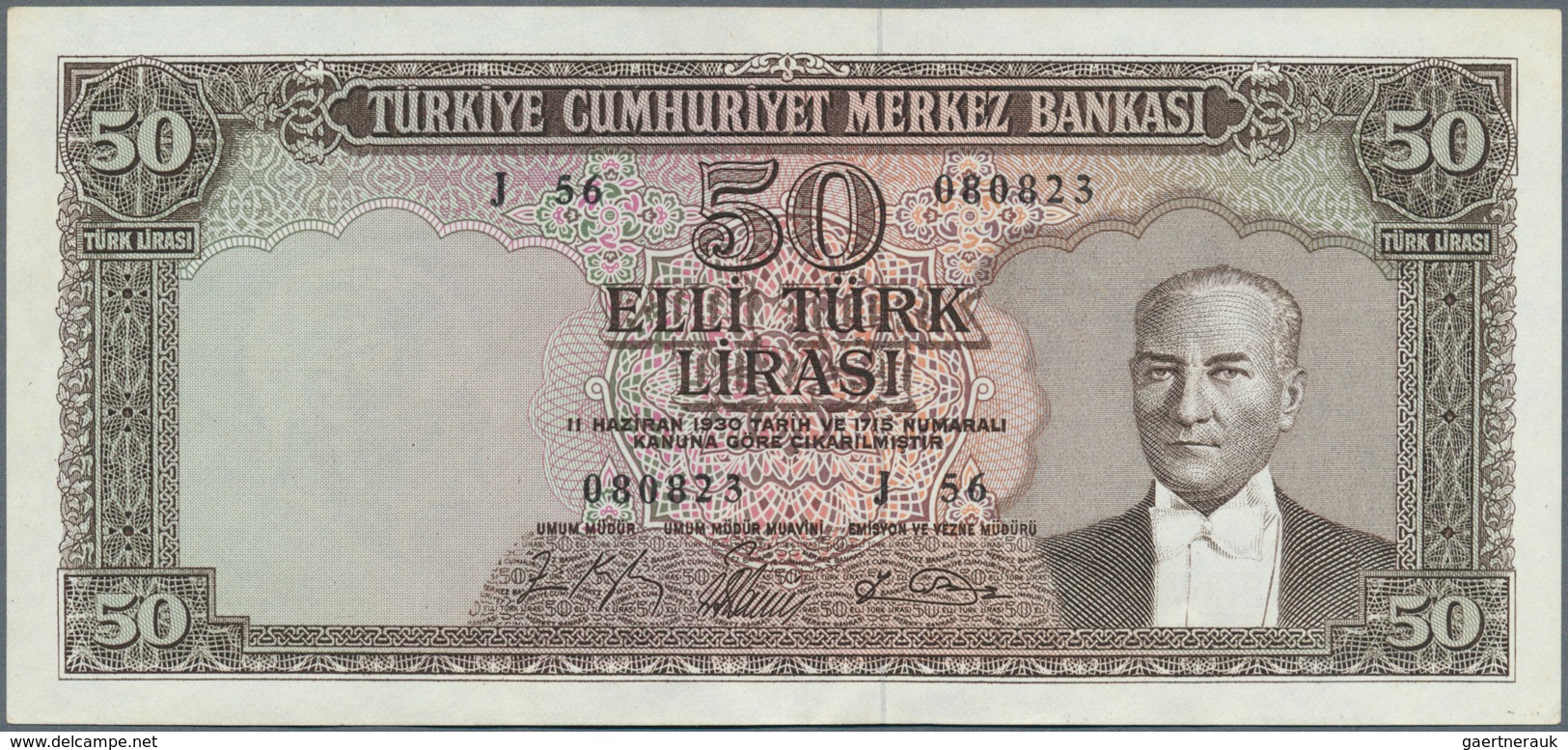 02554 Turkey / Türkei: 50 Lira L. 1930 (1951-1965), P.175, Excellent Condition With A Soft Vertical Bend A - Turquia