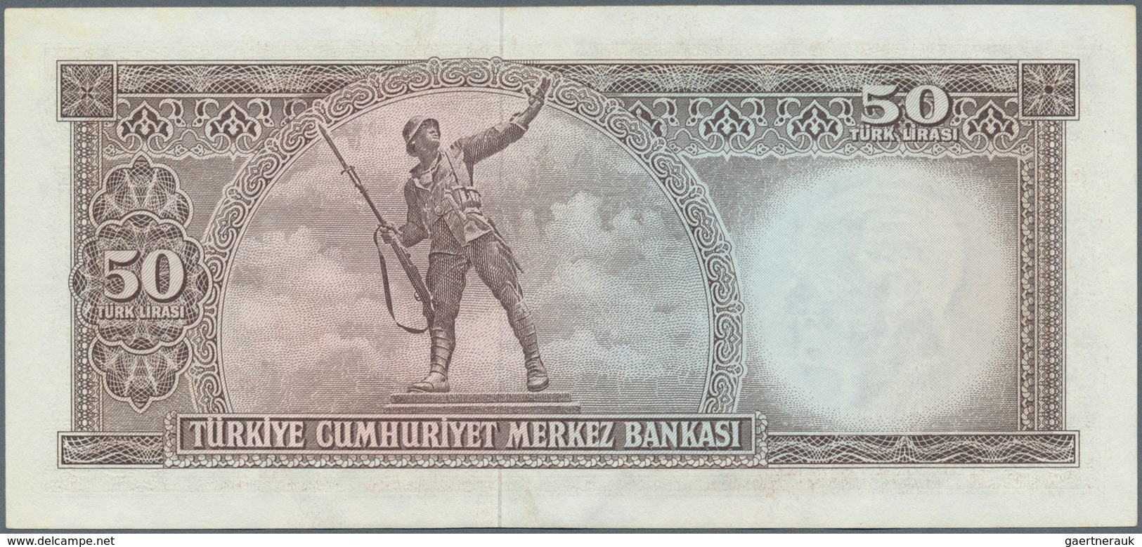 02554 Turkey / Türkei: 50 Lira L. 1930 (1951-1965), P.175, Excellent Condition With A Soft Vertical Bend A - Turquia