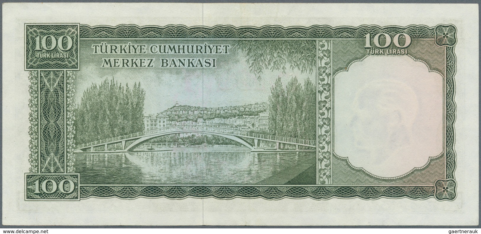 02555 Turkey / Türkei: 100 Lira L. 1930 (1951-1965), P.177 With A Soft Vertical Fold At Center And A Few O - Turkije