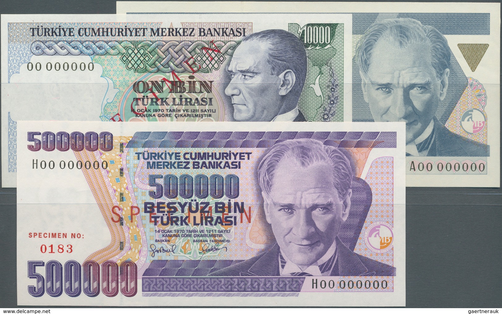 02559 Turkey / Türkei: Set Of 8 Specimen Banknotes Containing The Picks 199s, 201s,203s, 205s,207s ,208s,2 - Turkije