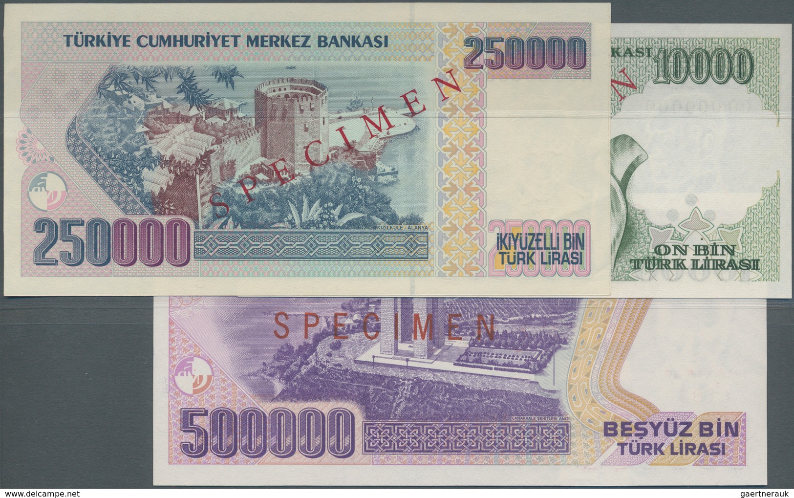 02559 Turkey / Türkei: Set Of 8 Specimen Banknotes Containing The Picks 199s, 201s,203s, 205s,207s ,208s,2 - Turquia