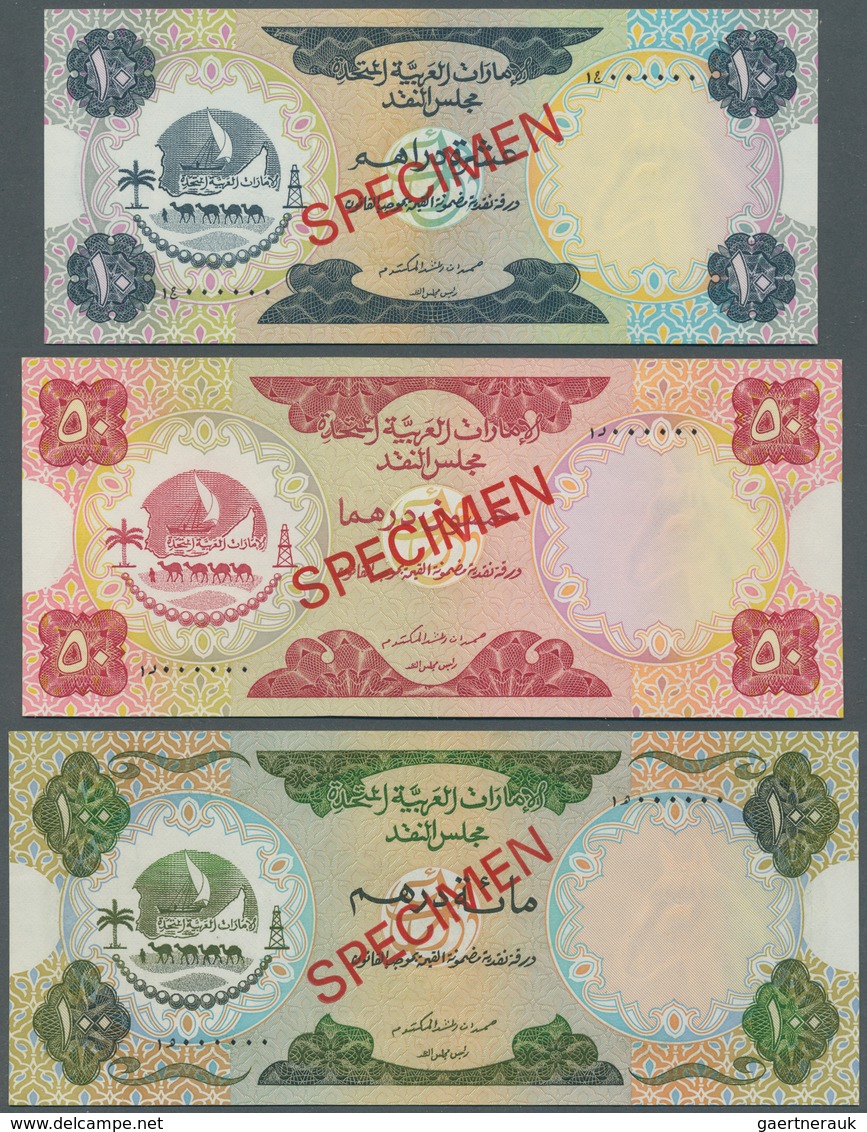 02571 United Arab Emirates / Vereinigte Arabische Emirate: Set Of 5 SPECIMEN Banknotes Containing The Deno - Emiratos Arabes Unidos