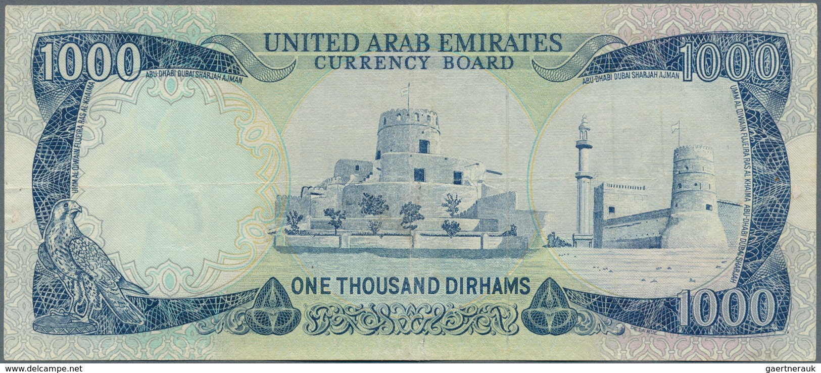 02574 United Arab Emirates / Vereinigte Arabische Emirate: Rare Note 1000 Dirhams ND(1976) P. 6, Light Fol - Emiratos Arabes Unidos