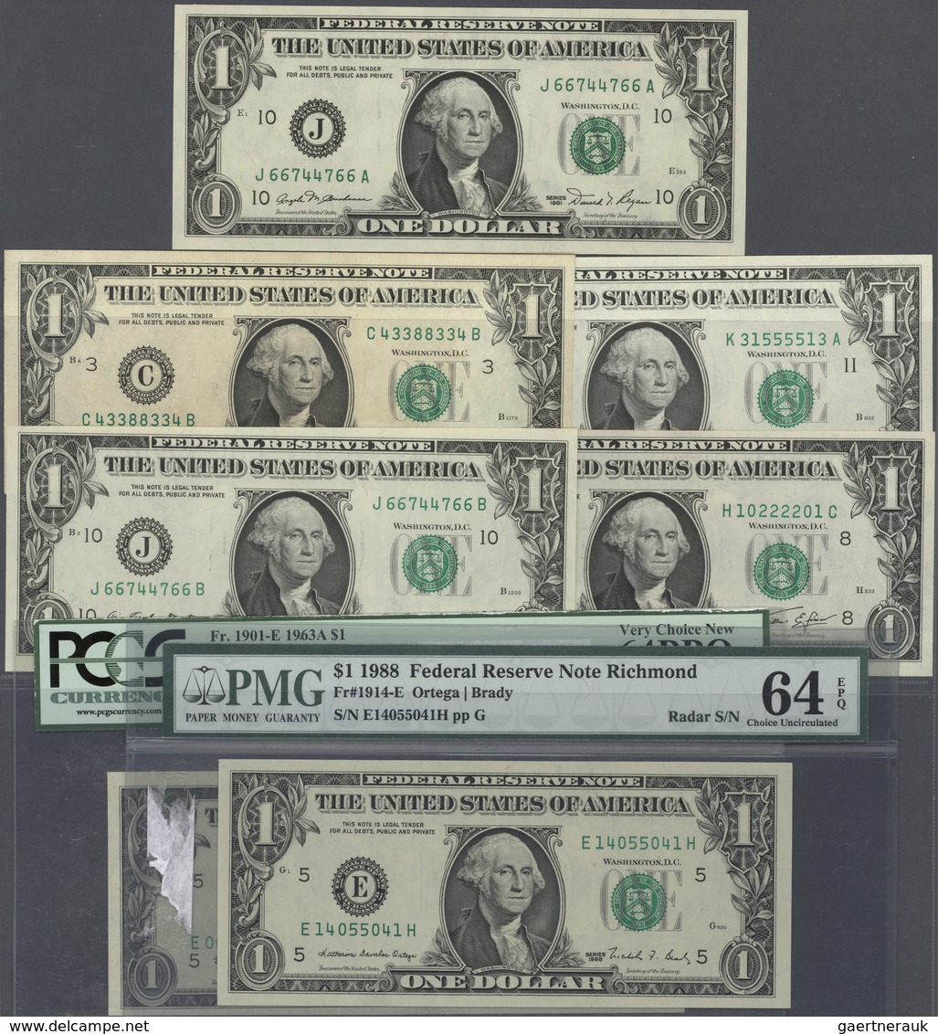 02594 United States Of America: Set With 14 Banknotes All With Radar Serial Numbers Containing 1 Dollar 19 - Otros & Sin Clasificación