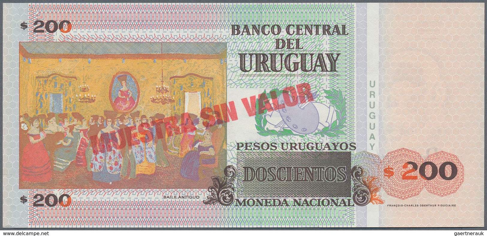 02603 Uruguay: Set Of 2 Notes Containing 200 And 500 Pesos 2006 Specimen P. 89s, 90s In Condition: UNC. (2 - Uruguay