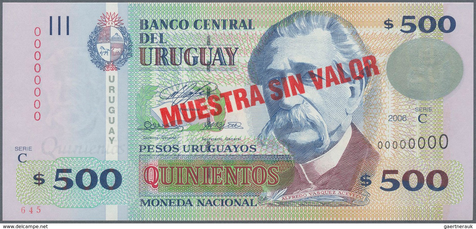 02603 Uruguay: Set Of 2 Notes Containing 200 And 500 Pesos 2006 Specimen P. 89s, 90s In Condition: UNC. (2 - Uruguay