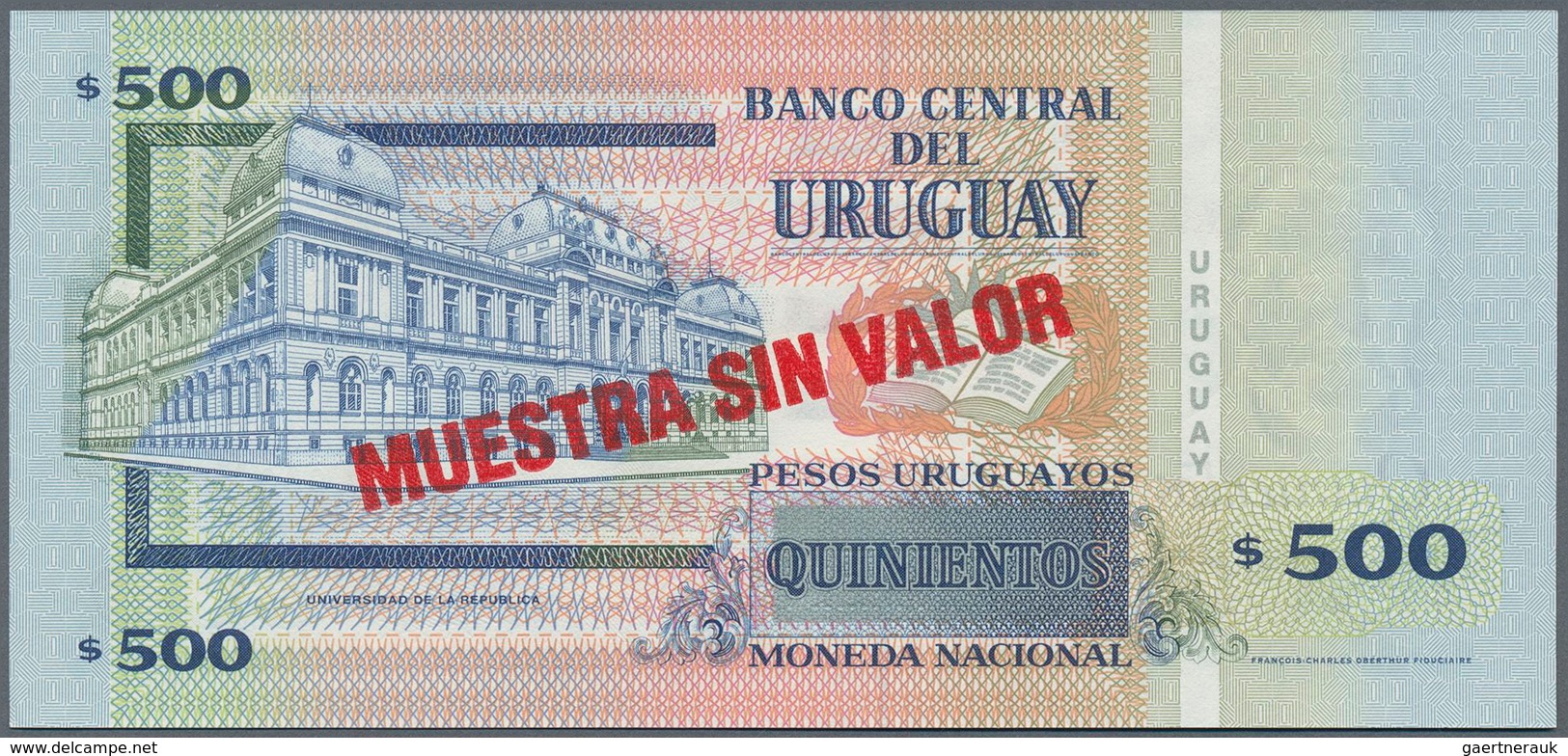 02603 Uruguay: Set Of 2 Notes Containing 200 And 500 Pesos 2006 Specimen P. 89s, 90s In Condition: UNC. (2 - Uruguay