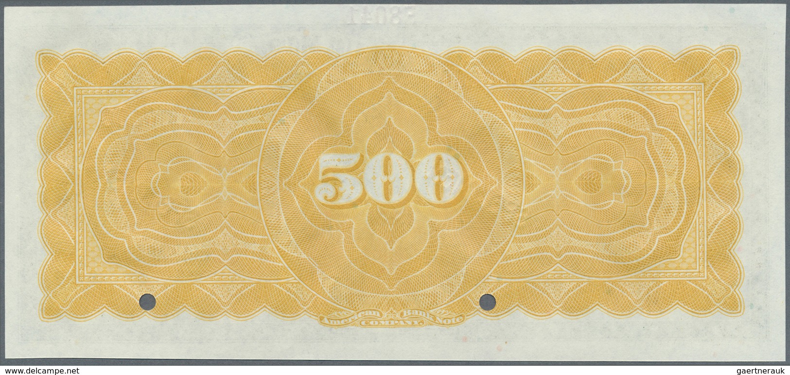 02609 Venezuela:  Banco De Maracaibo 500 Bolivares 1925/26 SPECIMEN, P.S229s, Punch Hole Cancellation At L - Venezuela