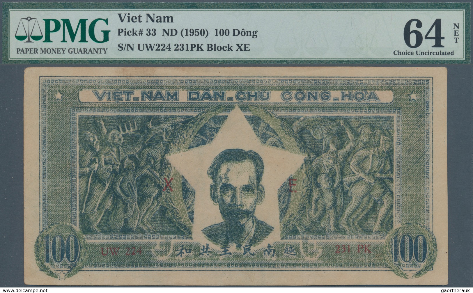 02611 Vietnam: 100 Dong ND(1950) P. 33, PMG Graded 64 Choice UNC NET. - Vietnam