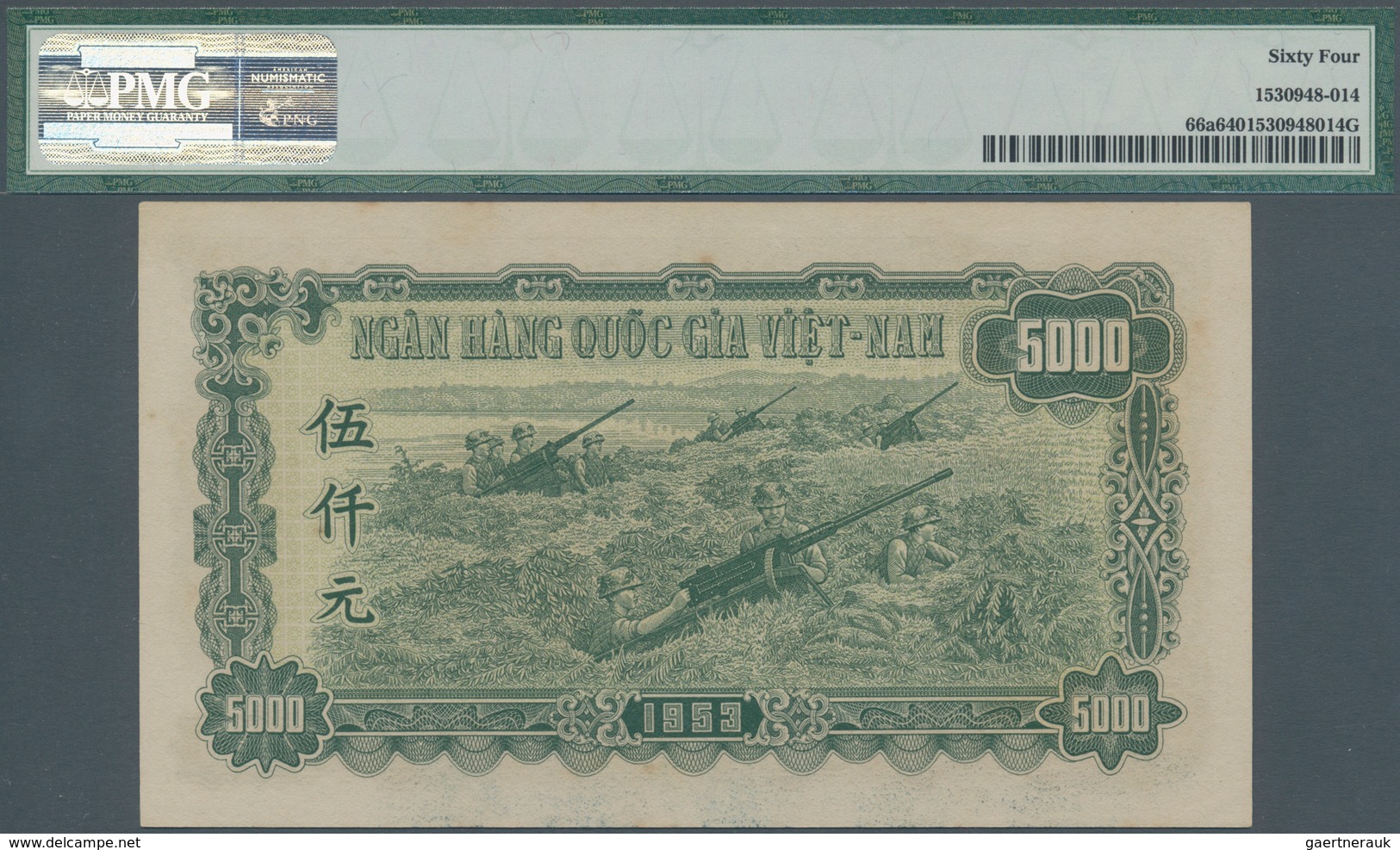 02612 Vietnam: 5000 Dong 1953 P. 66a In Condition: PMG Graded 64 Choice UNC. - Vietnam