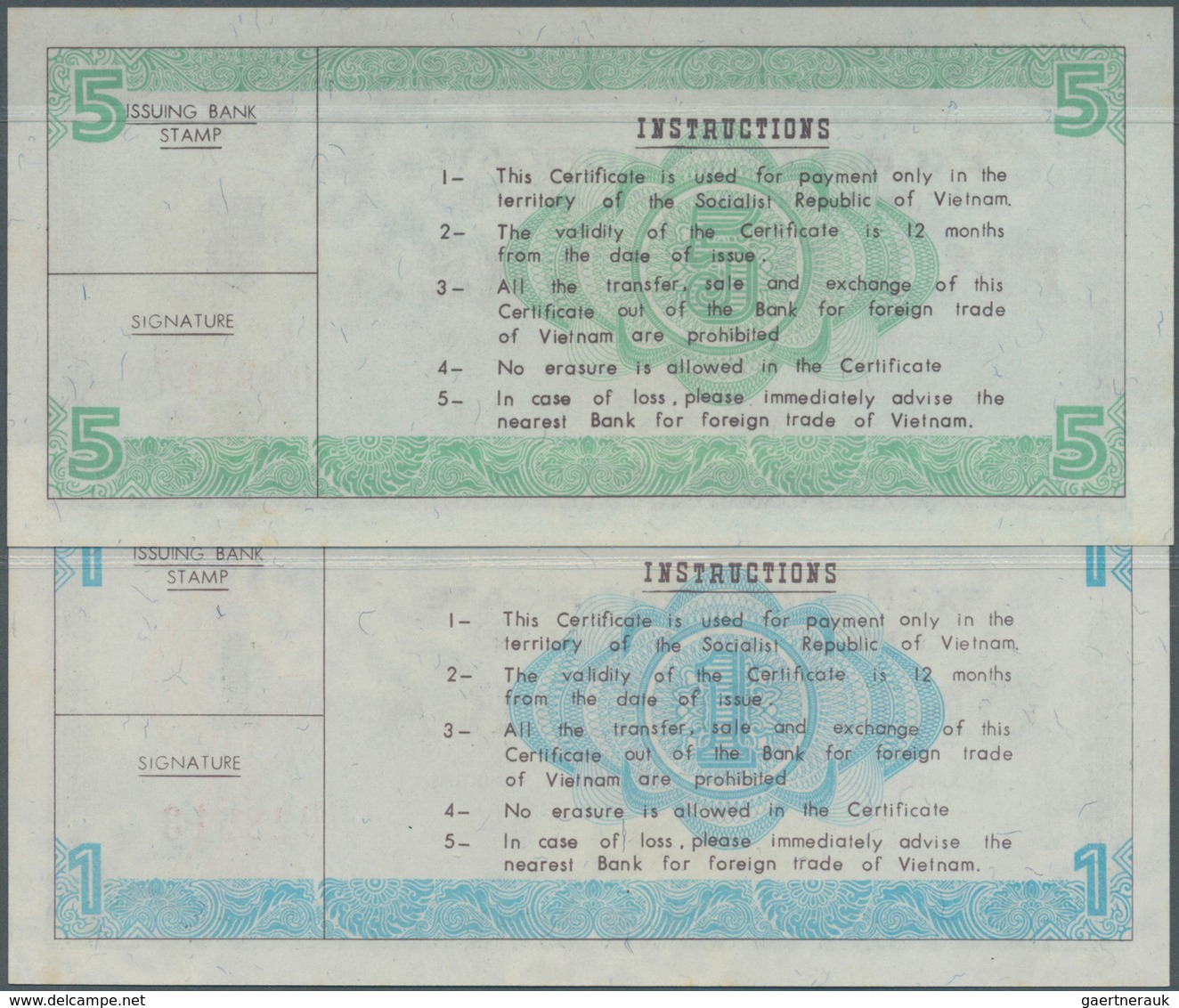 02614 Vietnam: 1 Dollar And 5 Dollars Foreign Exchange Cerificates 1981, P.FX8b, 9b In UNC (2 Pcs.) - Vietnam