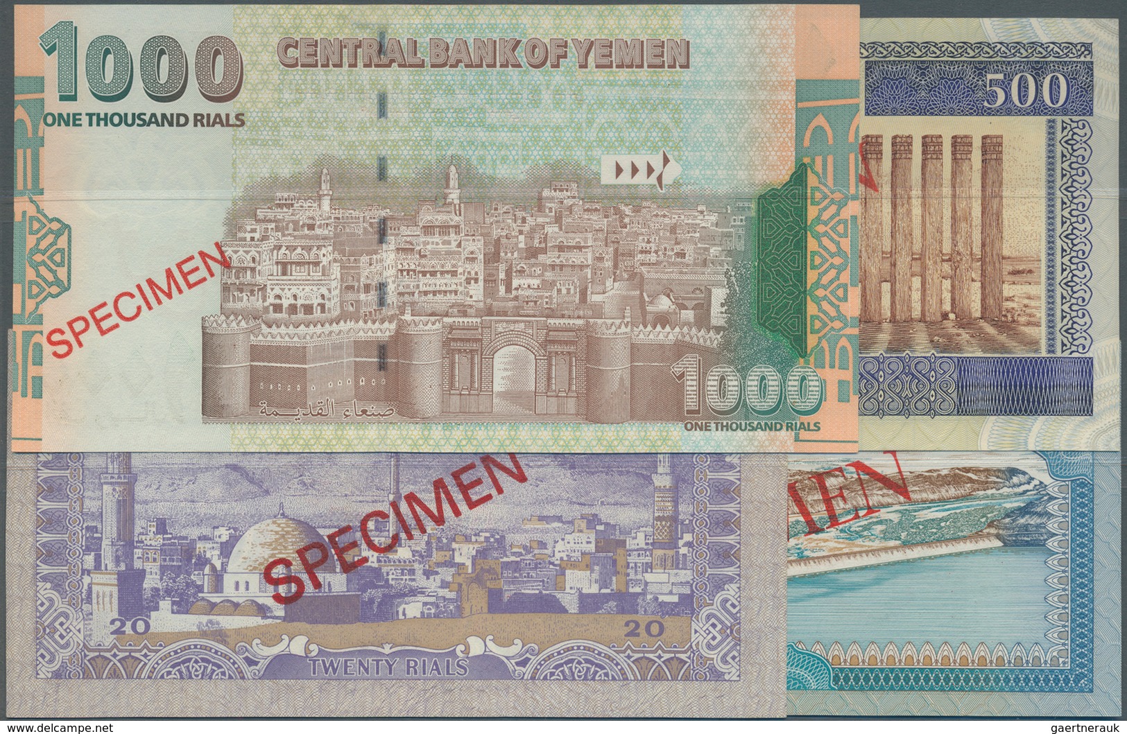 02622 Yemen / Jemen: Set Of 9 Different Specimen Banknotes From The Arab Republic Containing The Denominat - Jemen