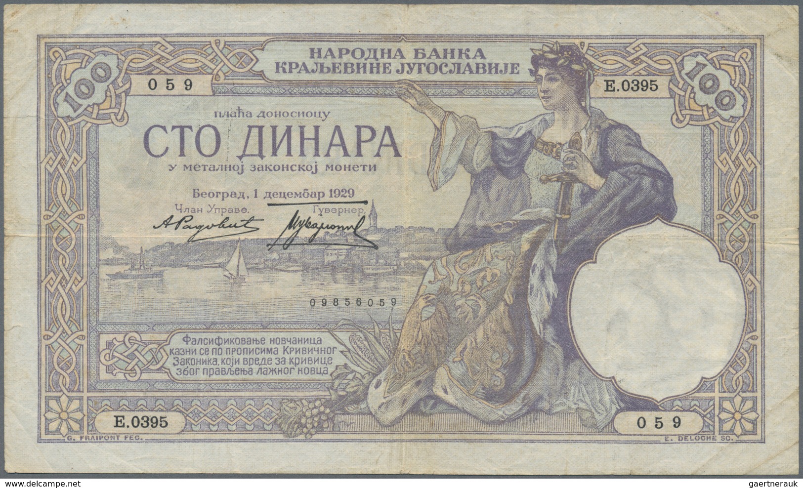 02624 Yugoslavia / Jugoslavien: Pair With 100 Dinara 1929 P.27a In About Fine Condition And A Contemporary - Joegoslavië