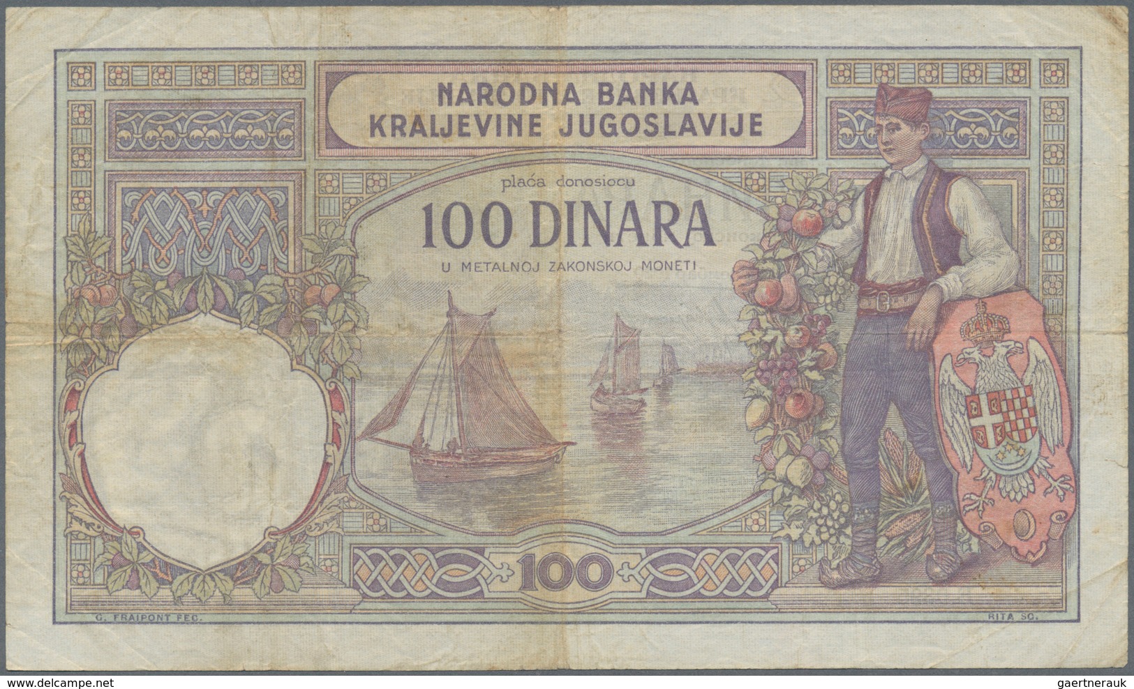 02624 Yugoslavia / Jugoslavien: Pair With 100 Dinara 1929 P.27a In About Fine Condition And A Contemporary - Joegoslavië