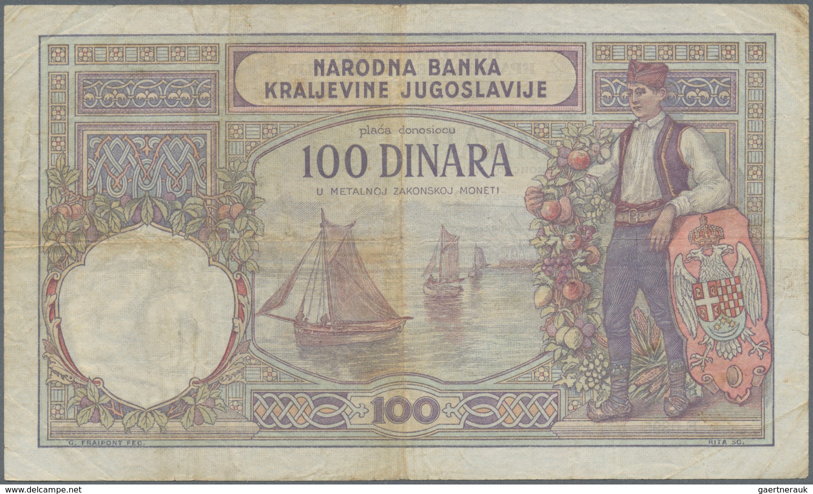 02624 Yugoslavia / Jugoslavien: Pair With 100 Dinara 1929 P.27a In About Fine Condition And A Contemporary - Yugoslavia