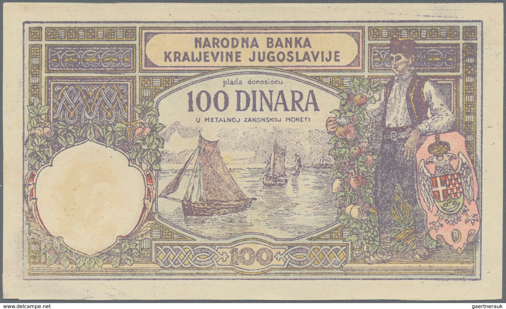 02624 Yugoslavia / Jugoslavien: Pair With 100 Dinara 1929 P.27a In About Fine Condition And A Contemporary - Joegoslavië