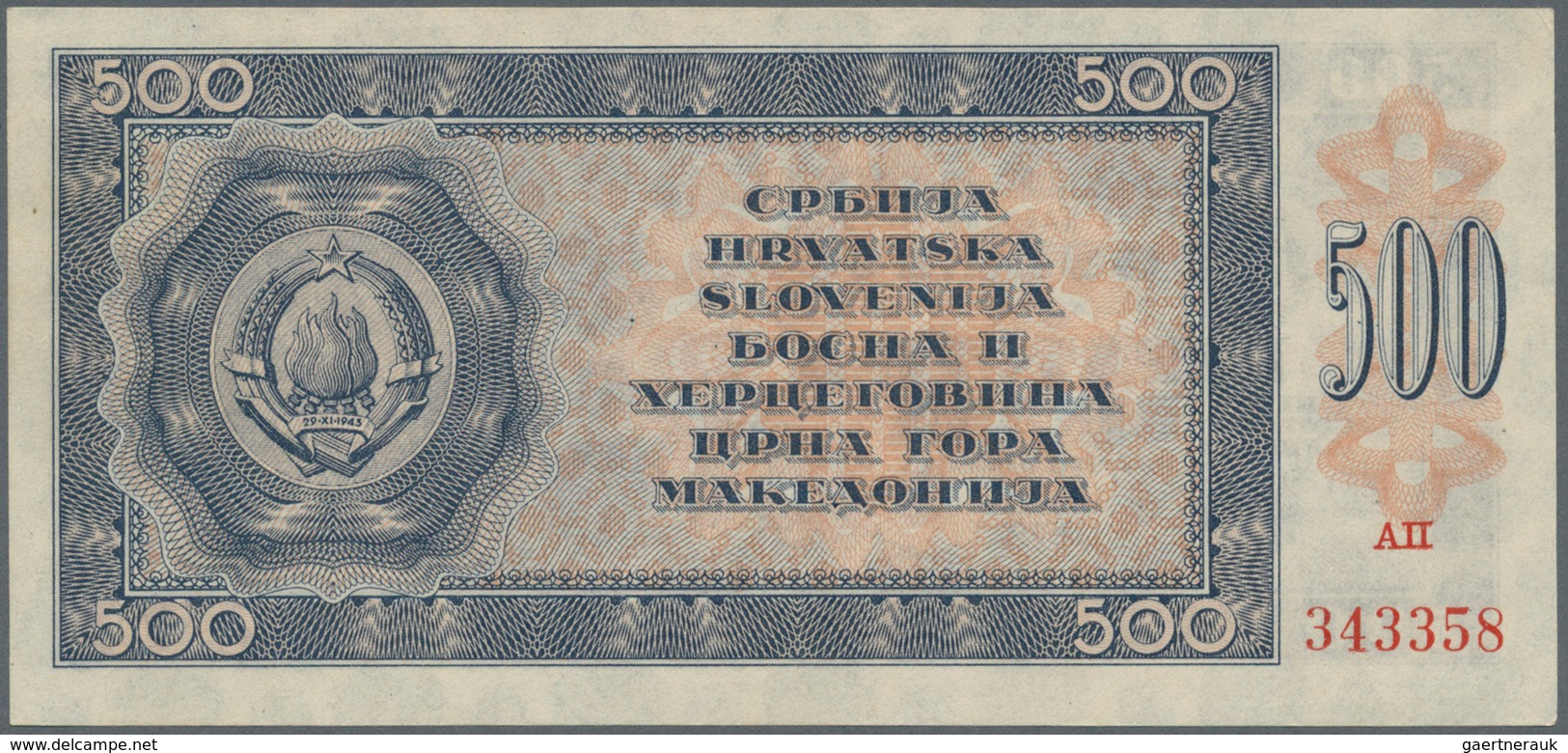 02628 Yugoslavia / Jugoslavien: 500 Dinara 1950, P.67w (not Issued), Tiny Dint At Lower Left Corner. Condi - Yugoslavia