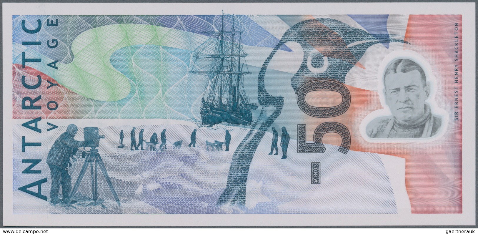 02637 Testbanknoten: POLYMER Test Note DE LA RUE CURRENCY, "Antarctic Voyage" With Portrait "Sir Ernest Sh - Specimen