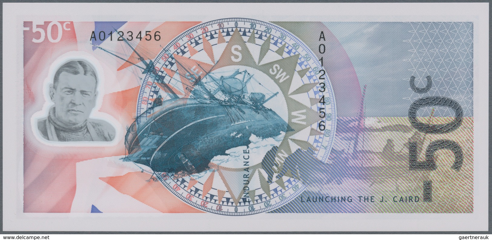 02637 Testbanknoten: POLYMER Test Note DE LA RUE CURRENCY, "Antarctic Voyage" With Portrait "Sir Ernest Sh - Specimen