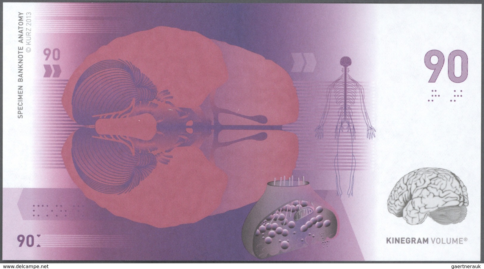 02643 Testbanknoten: Test Note Leonhard Kurz From The "Anatomy" Series, Featuring The "Kinegram Volume" On - Specimen