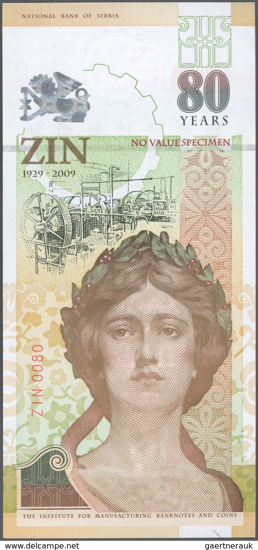 02649 Testbanknoten: Test Note ZIN Printing Works Serbia, Vertically Designed Specimen With Security Featu - Specimen