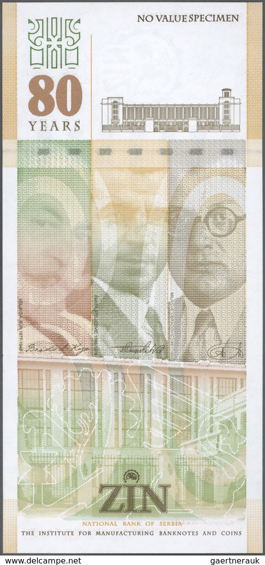 02649 Testbanknoten: Test Note ZIN Printing Works Serbia, Vertically Designed Specimen With Security Featu - Specimen