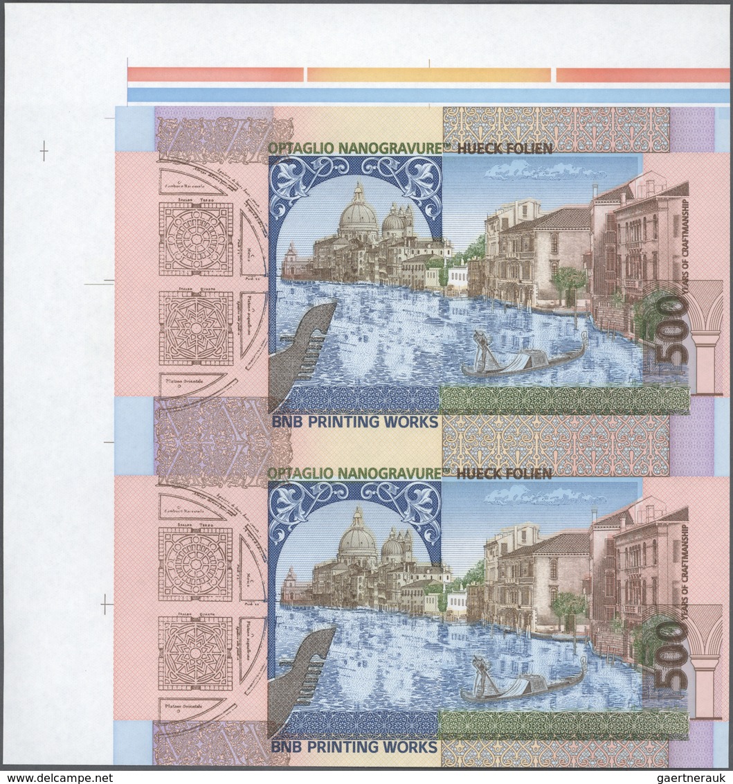 02655 Testbanknoten: Rare Uncut Sheet Of 2 Unfinished Test Note Proof Prints Of The Bulgarian National Pri - Specimen