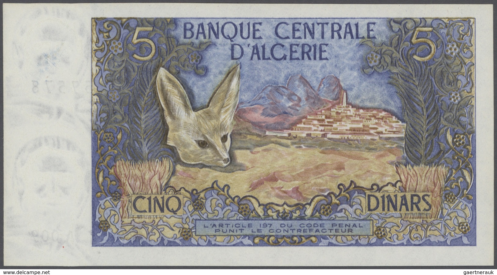02708 Algeria / Algerien: Set With 4 Banknotes 500 Francs 1958 P.117 (F-), 100 Dinars 1964 P.125 (F), 5 Di - Algerije