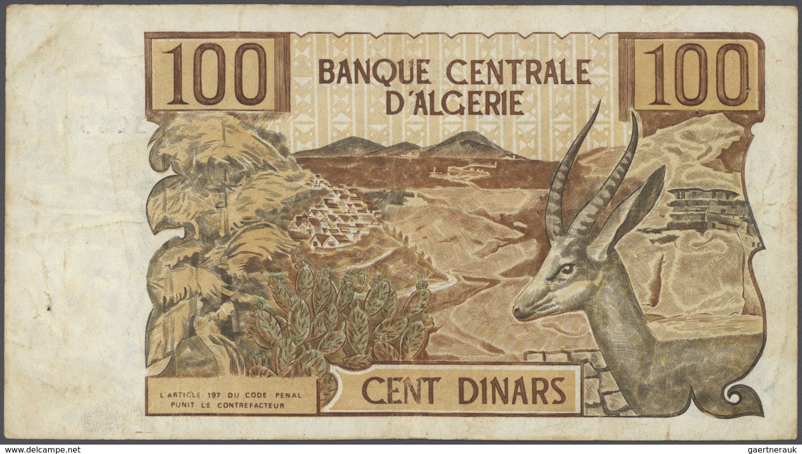 02708 Algeria / Algerien: Set with 4 Banknotes 500 Francs 1958 P.117 (F-), 100 Dinars 1964 P.125 (F), 5 Di